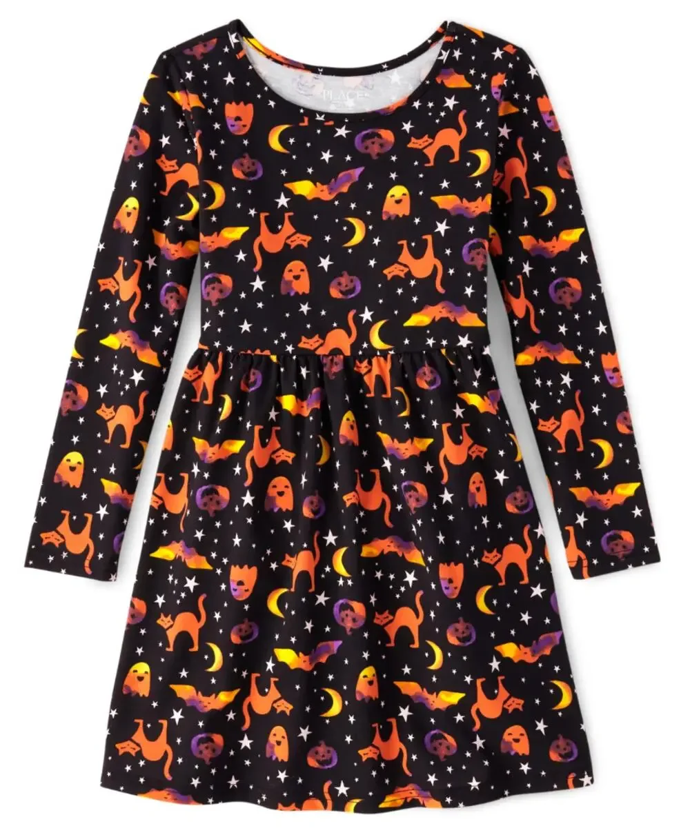 The Children’s Place Girls Halloween Everyday Dress in Black, Size L